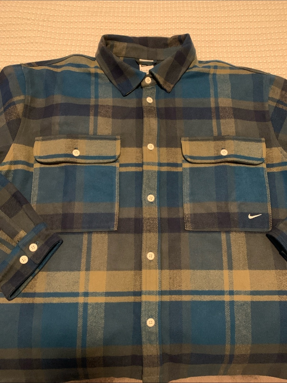 Nike Teal Navy Plaid Flannel Shacket